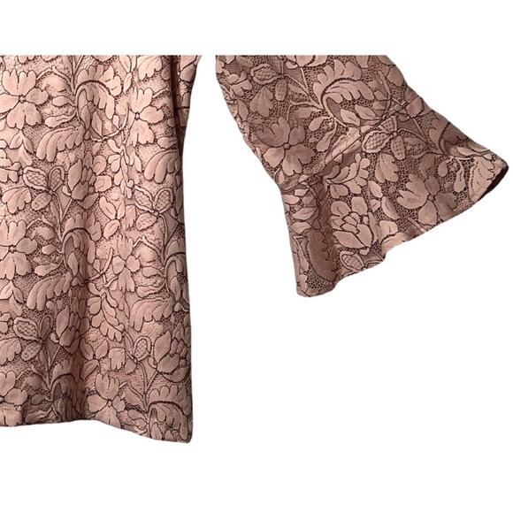 Elle Shirt Womens Size XXL Blush Pink Pullover Floral Lace Lined Stretch V-Neck - Picture 4 of 9